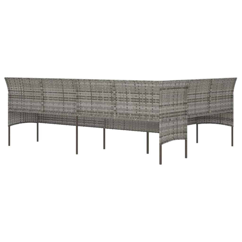 vidaXL L-shaped Patio Sofa with Cushions Outdoor Conversation Poly Rattan