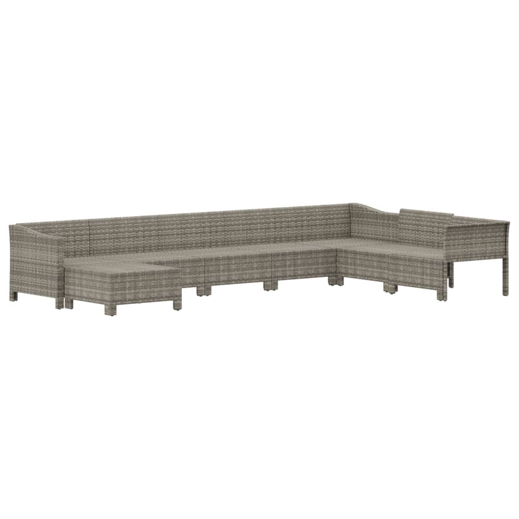 vidaXL 8 Piece Patio Lounge Set with Cushions Gray Poly Rattan