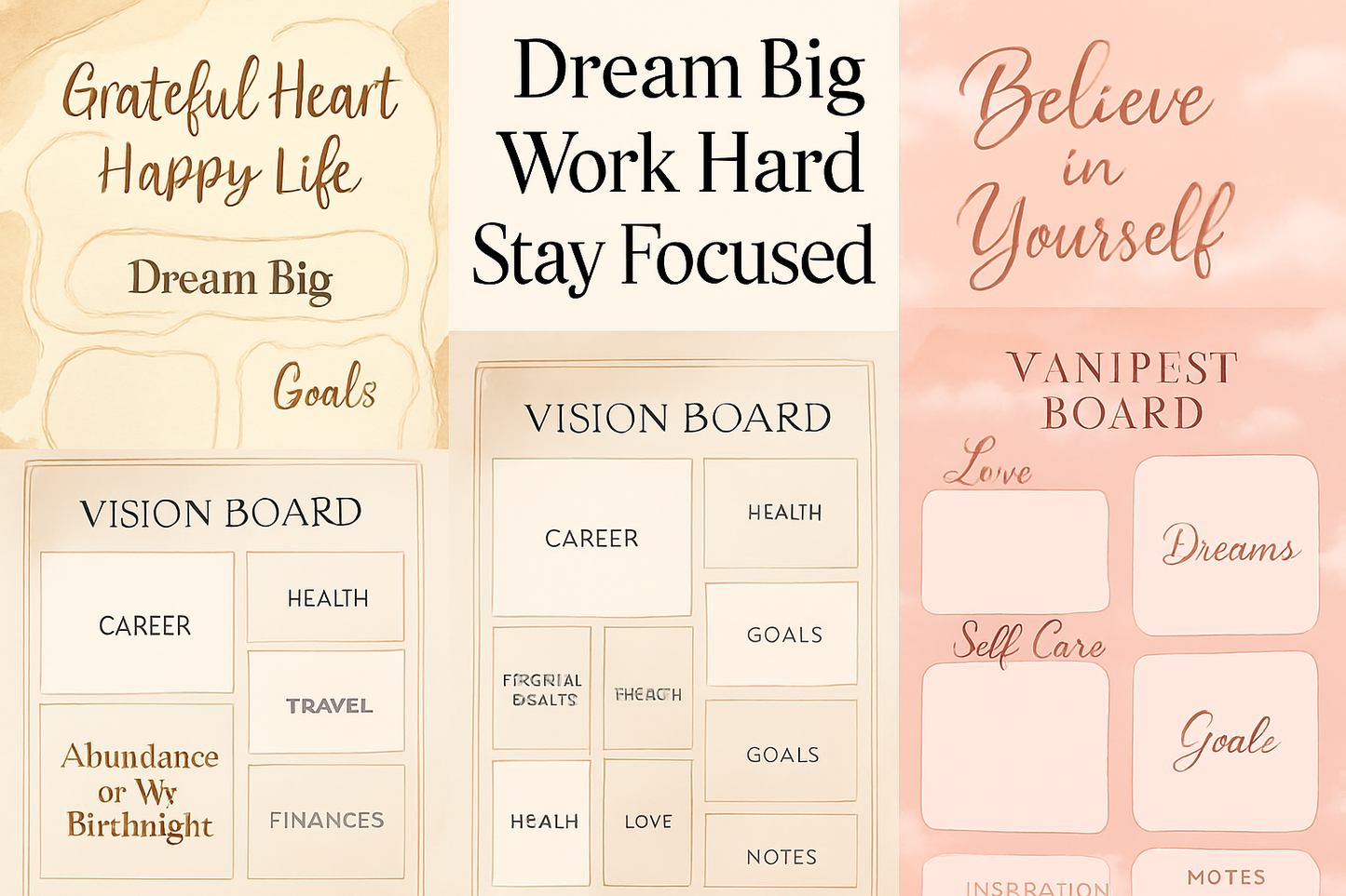 Ultimate Digital & Printable Vision Board Kit | 100+ Aesthetic Graphics + Goal Planner Templates