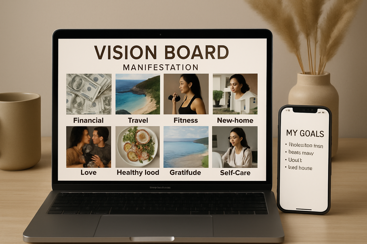 Ultimate Digital & Printable Vision Board Kit | 100+ Aesthetic Graphics + Goal Planner Templates