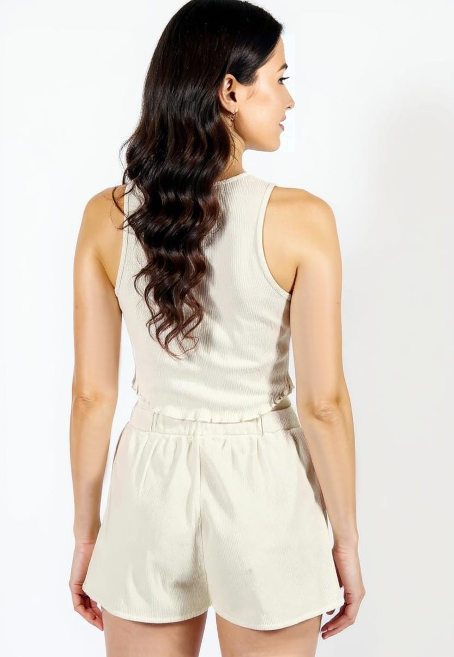 Waffle Knit Loungewear Set Top and Shorts